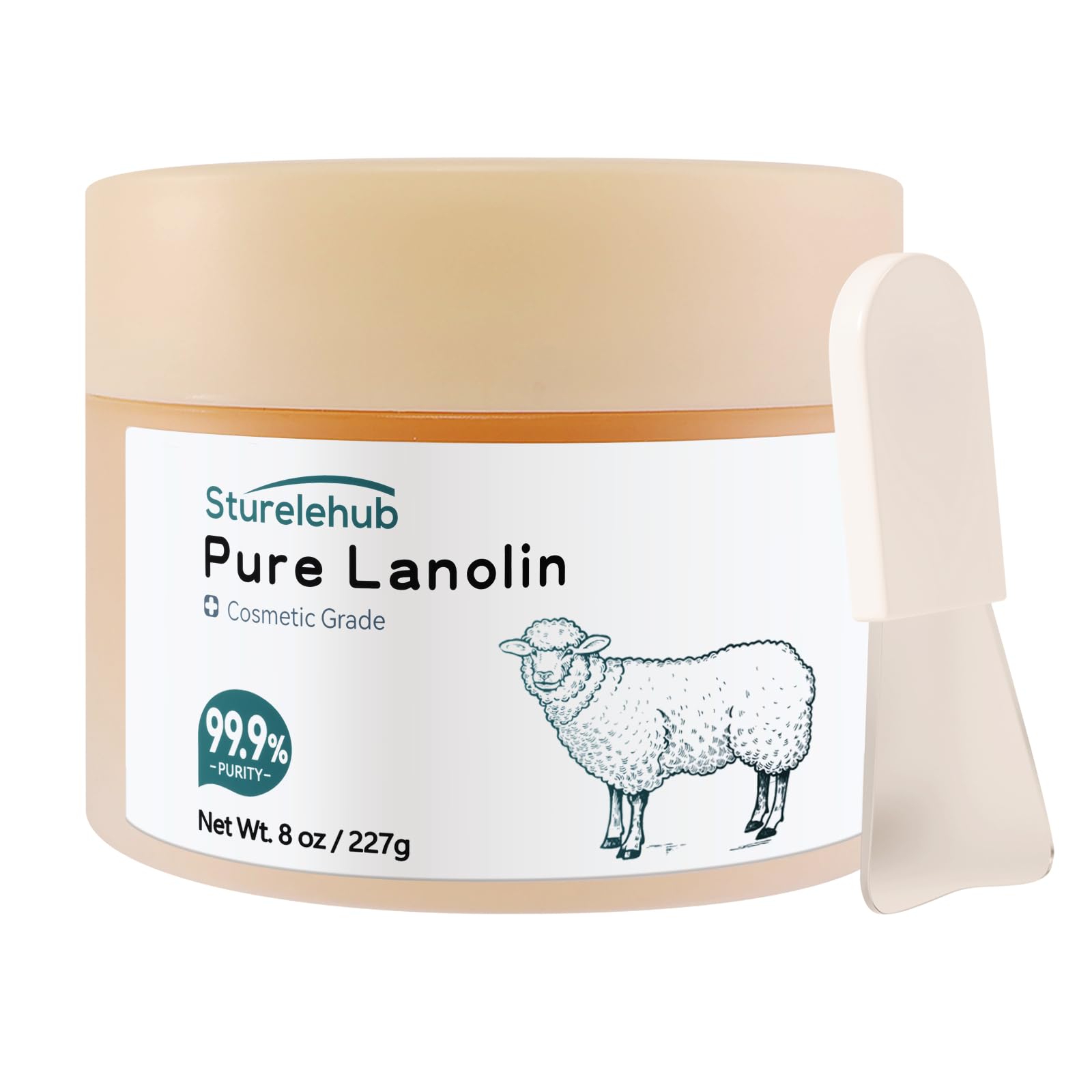 **Pure Lanolin Cream 8 oz (99.9% Purity) – Cosmetic Grade for Hand, Foot & Nipple Care – DIY Homemade Cosmetics – Ideal for Dry Skin, Cracked Heels & Nursing Mothers**