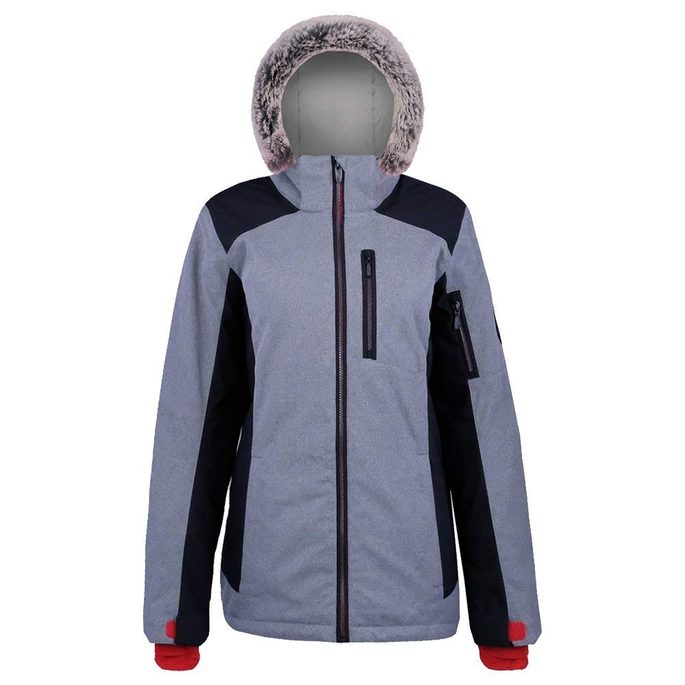 Boulder Gear Josie Insulated Ski Jacket for Women - Waterproof Winter Coat, Warm Fleece Lined, Windproof Snow Jacket in Heathered Gray - Perfect for Skiing, Snowboarding & Cold Weather Outdoor Activities
