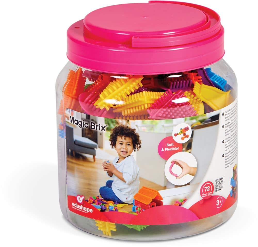Edushape MagicBrix 72-Piece Building Blocks Set - STEM Educational Toys for Kids Ages 3+, Creative Construction Playset for Indoor & Outdoor Activities