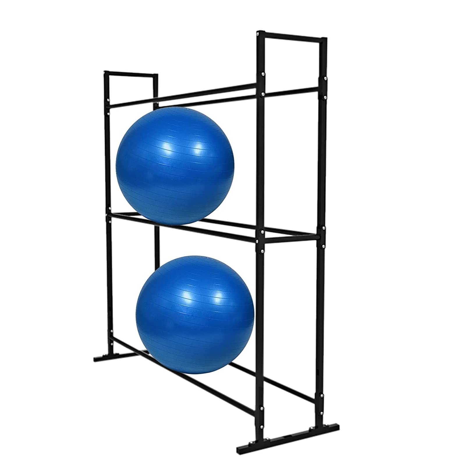 YLLFF Black Metal Yoga Ball Stand - Large 2/3 Tier Exercise Ball Holder Organizer for Home Gym & Fitness Studios | Easy Assembly (155x50x163cm) | Perfect for Yoga Storage, Pilates Equipment Organization & Workout Space Optimization
