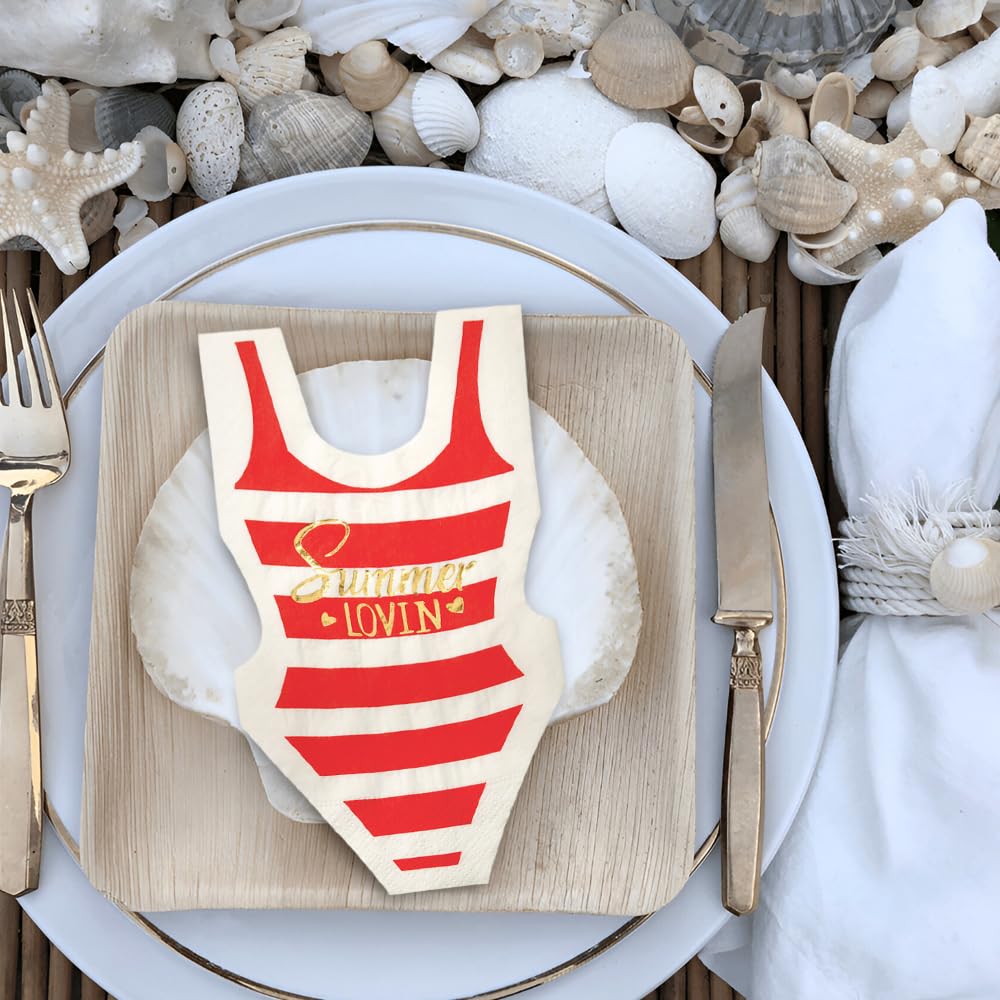 Fun Express Swimsuit Shaped Napkins - 8-Pack Colorful Summer Party Supplies for Pool Parties, Beach Themed Events & Tropical Celebrations
