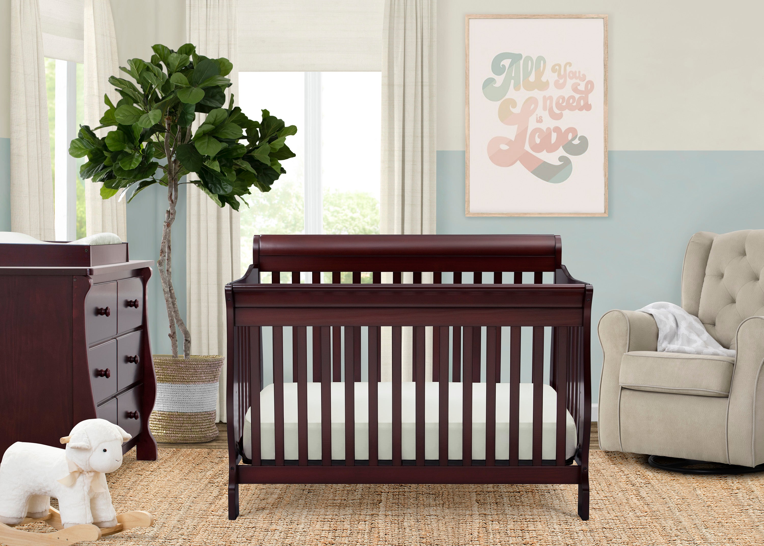 4-in-1 Convertible Baby Crib with Toddler Bed, Daybed & Full-Size Frame - Safe Nursery Furniture for Boys & Girls - Perfect for Newborns to Teens Bedroom