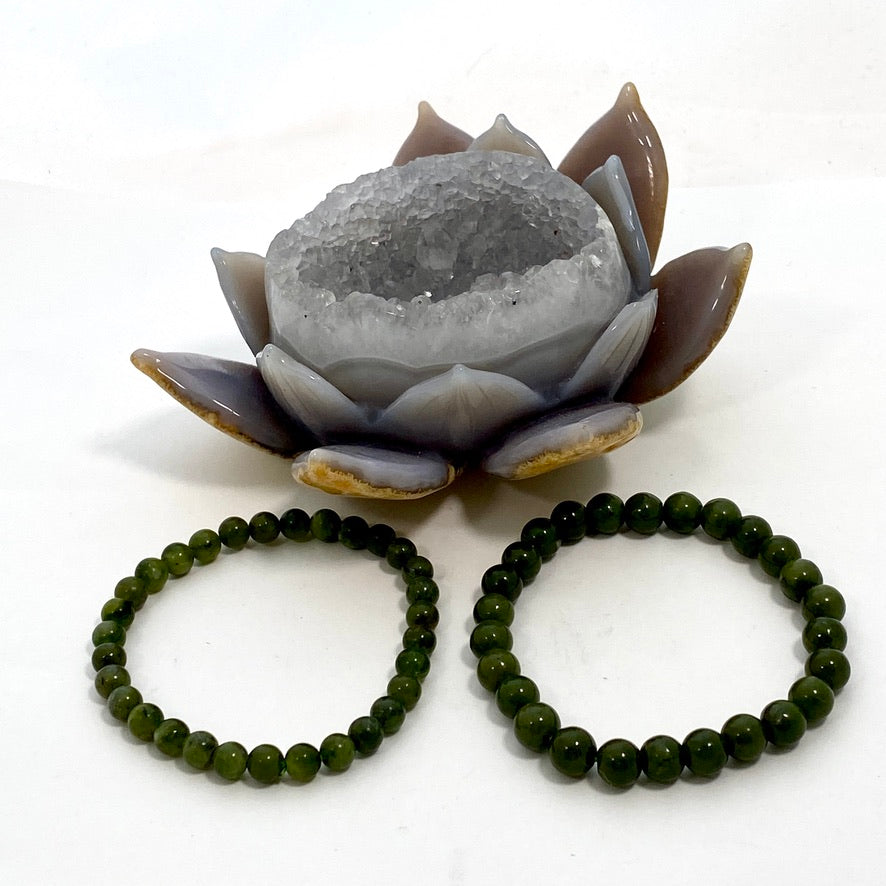 Authentic Canadian Nephrite Jade Bracelet for Women - Natural Stone Healing Jewelry for Meditation, Yoga & Spiritual Wellness