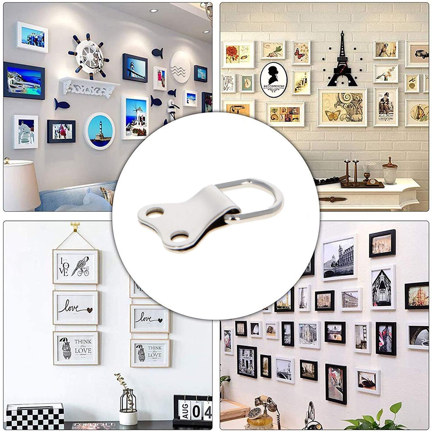 MroMax 20PCS Silver Picture Frame Hooks 1.42