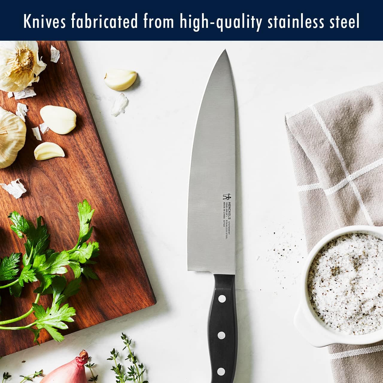 HENCKELS Premium 15-Piece Knife Set with Block - Razor-Sharp German Stainless Steel Knives - 100+ Years Craftsmanship - Lightweight & Durable - Dishwasher Safe - Perfect for Home Kitchen, Professional Chefs & Gift Giving