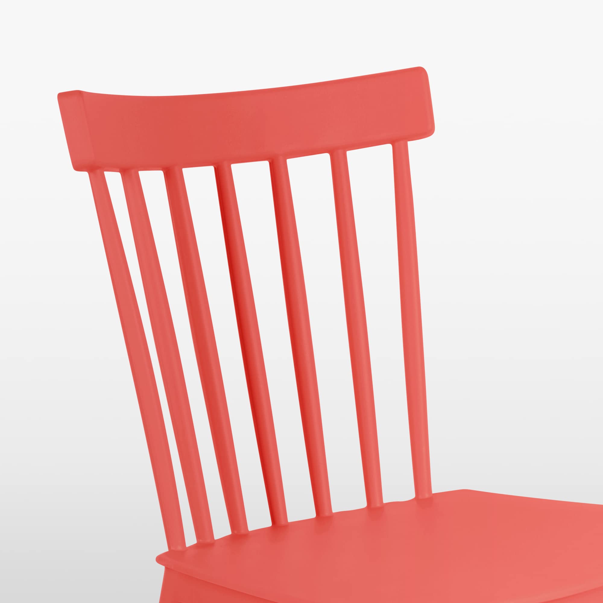Modern Plastic Armless Dining Chairs with Wooden Legs - Set of 4 Contemporary Stackable Side Chairs for Kitchen, Dining Room, Restaurant, Cafe, Office & Home Decor - Perfect for Small Spaces, Breakfast Nooks and Waiting Areas