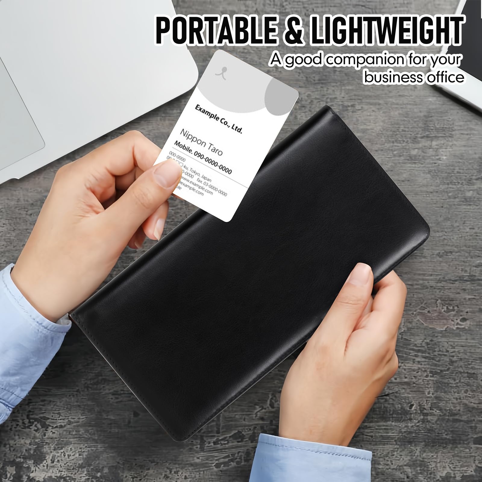 Premium 300 Business Card Holder - 50 Page PU Leather Credit Card Organizer Wallet - Professional Name Card Book Binder for Men & Women - Portable Office Supplies - Perfect for Networking Events, Business Meetings & Corporate Gifts - Black
