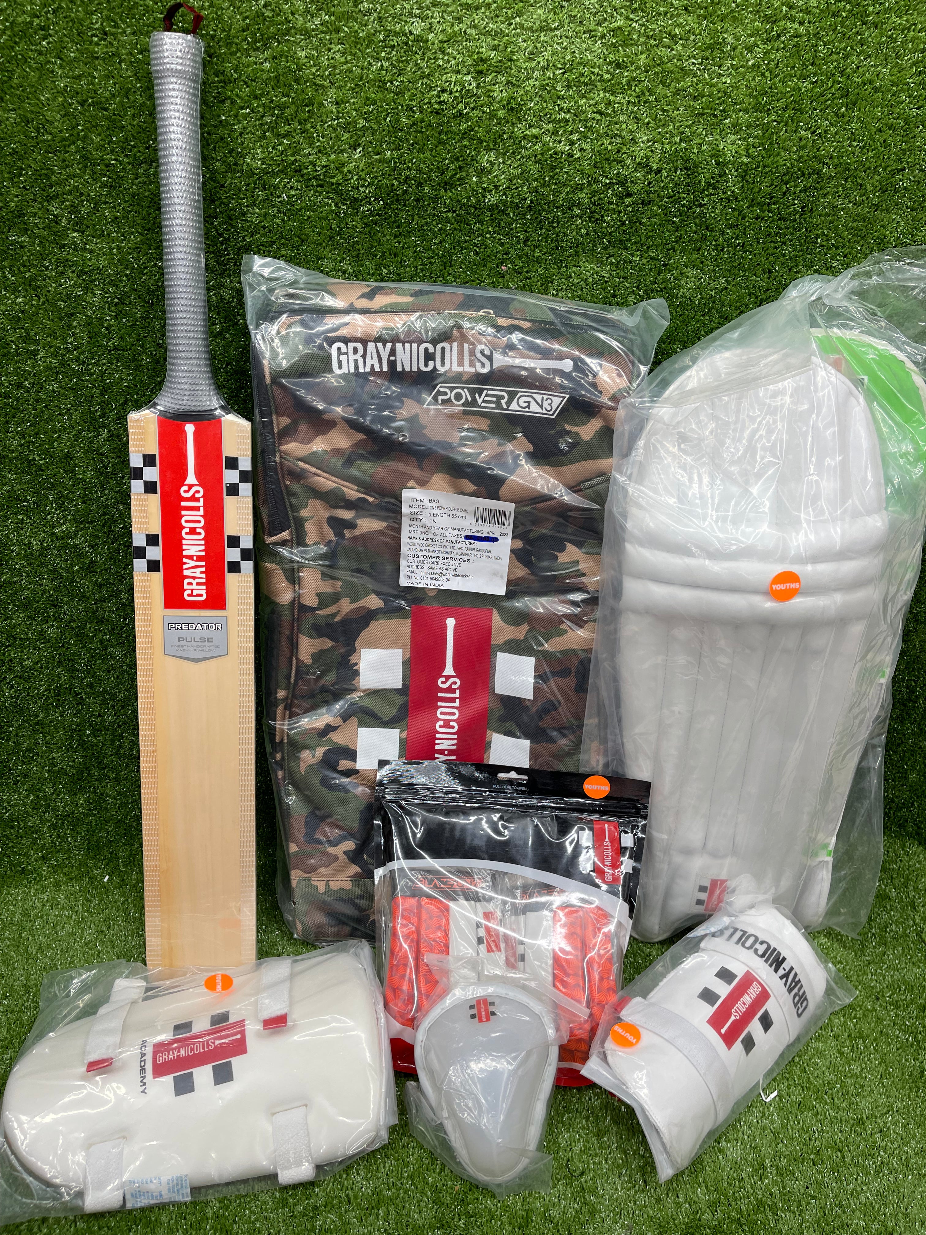 Gray Nicolls MAAX Junior/Youth Full Cricket Kit Set - Complete Cricket Gear for Kids & Teens - Perfect for Training, Matches & School Sports
