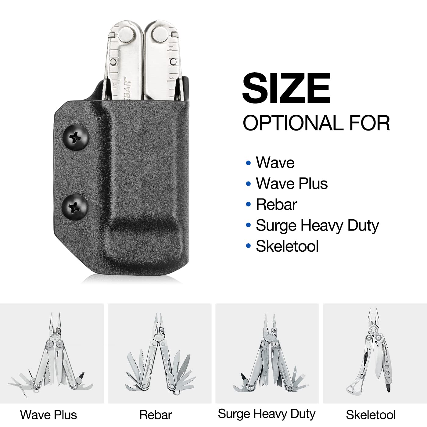 **Kydex Multitool Sheath for LEATHERMAN WAVE, WAVE+, REBAR, SURGE & SKELETOOL – Heavy Duty Multi Tool Pouch (Tool Not Included) – Durable Kydex & Carbon Fiber Options – Perfect for Camping, Hiking & EDC**