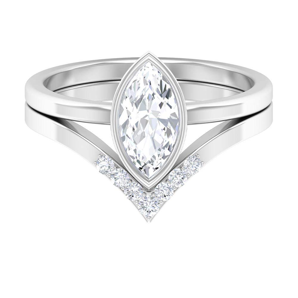 1.25 CT Marquise Moissanite Wedding Ring Set for Women - 14K Solid Gold Solitaire Bridal Ring Set with Certification - Perfect for Engagement, Proposal & Anniversary Gifts