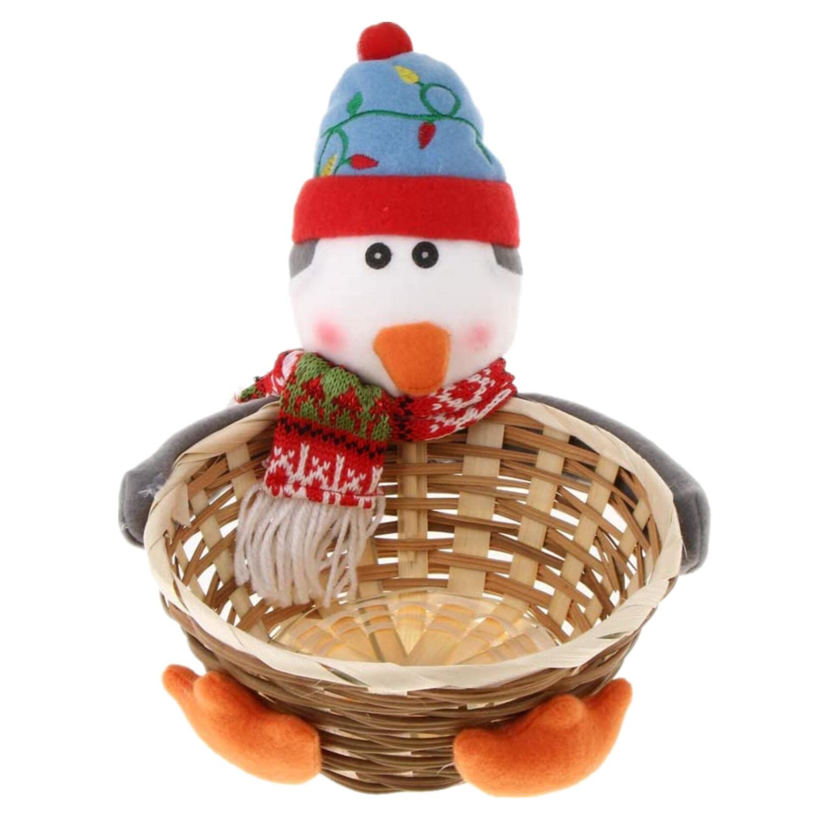 Festive Santa Claus Candy Basket - Handmade Christmas Table Decor with Snowman & Penguin Design (5.91