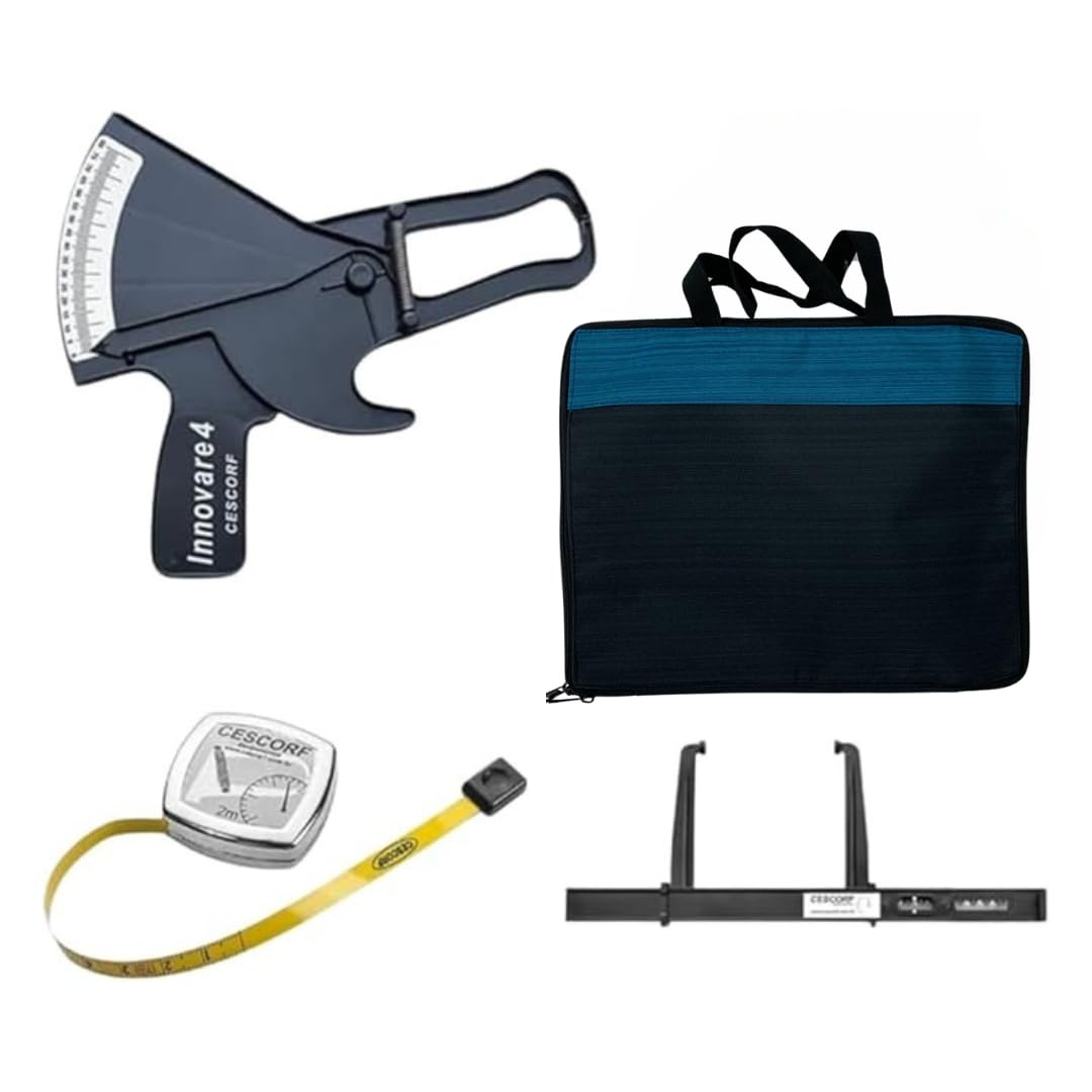 Professional Level 1 Anthropometry Kit - Skinfold Caliper, Anthropometer, Measuring Tape (Black) | Body Composition Measurement Tools for Fitness Trainers, Health Professionals & Sports Scientists | Perfect for Gym Assessments, Clinical Research & Athletic Performance Tracking