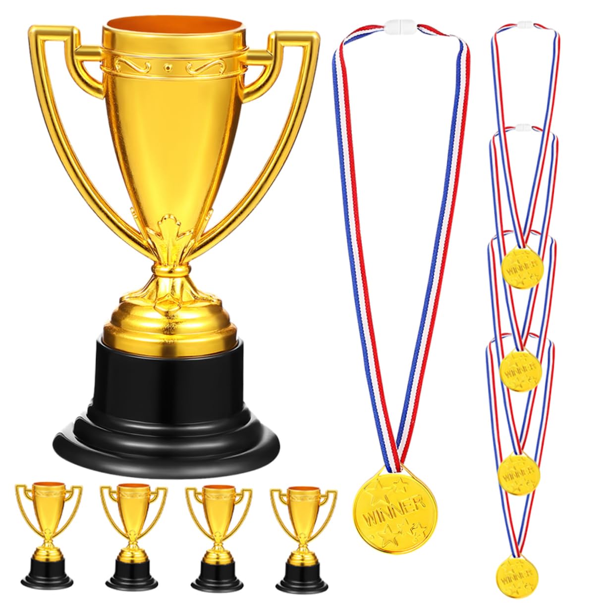CANIGHT 10PCS Plastic Gold Cup Toys - Mini Reward Medals & Trophies for Kids - Perfect for Birthday Parties, Classroom Rewards & Sports Events