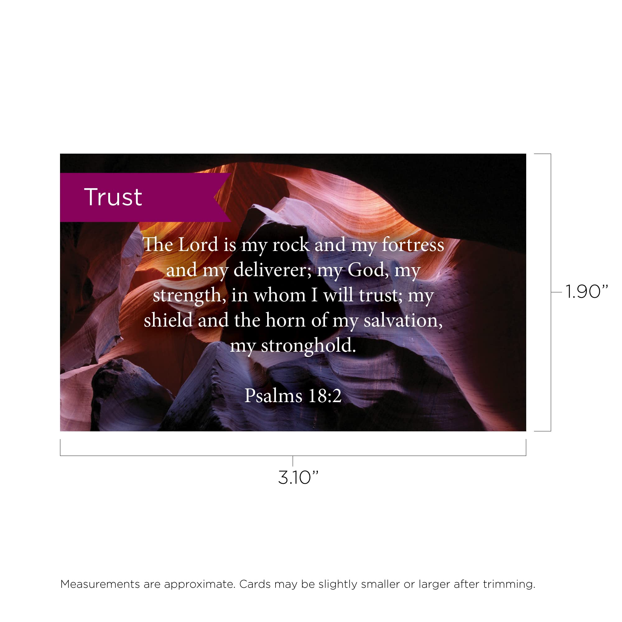 Trust Scripture Cards - Psalm 18:2, Pack of 25 Inspirational Bible Verse Wallet Cards for Devotional, Bible Study & Memorization | Christian Encouragement Greeting Cards for Women, Men, Bible Study Groups & Church Events