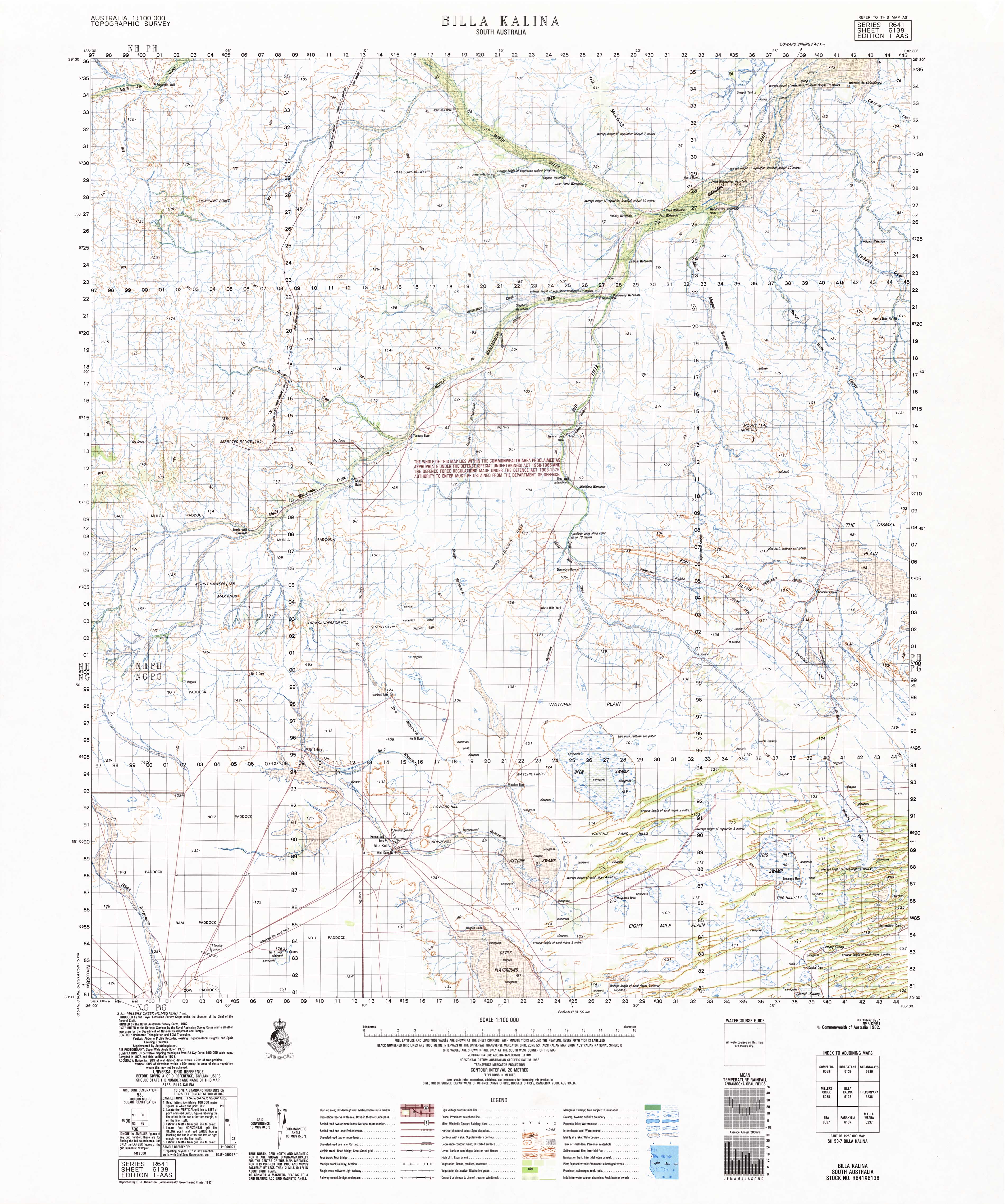 6138 Billa Kalina 1:100,000 Scale Topographic Map - Hiking, Camping & Outdoor Adventure Navigation
