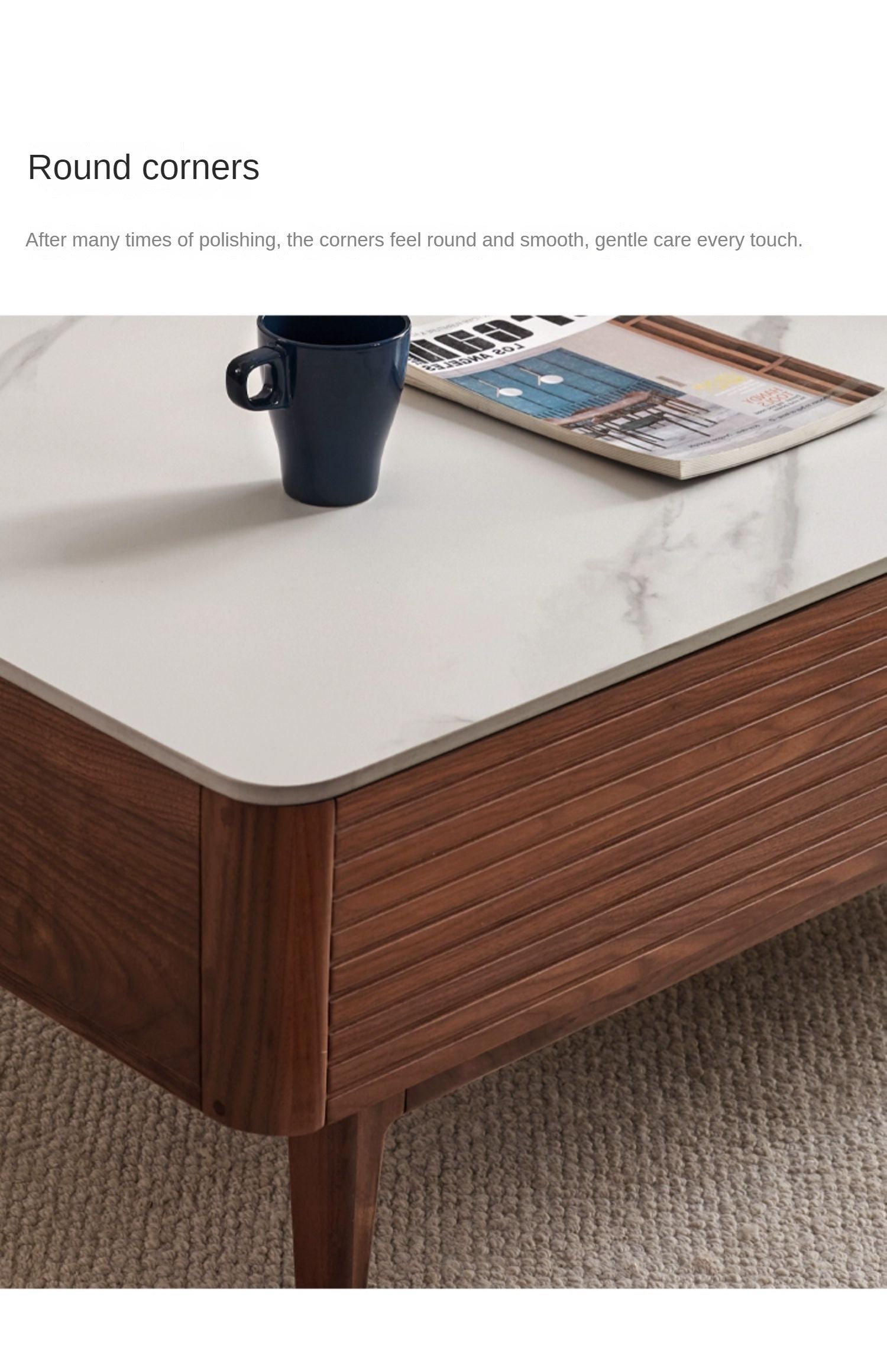 Handcrafted Black Walnut Coffee Table with Natural Slate Top - Rustic Modern Living Room Furniture for Home Decor