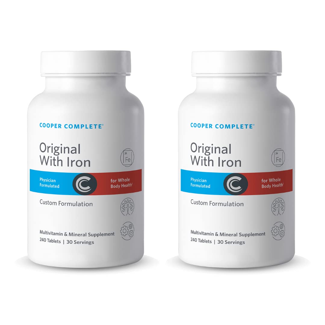 Cooper Complete Original Comprehensive Multivitamin with Iron - Daily Multivitamin & Mineral Supplement for Adults - 120 Tablets (2 Bottles, 30 Servings Each) - Supports Energy, Immunity & Overall Health - Perfect for Busy Professionals & Active Lifestyles
