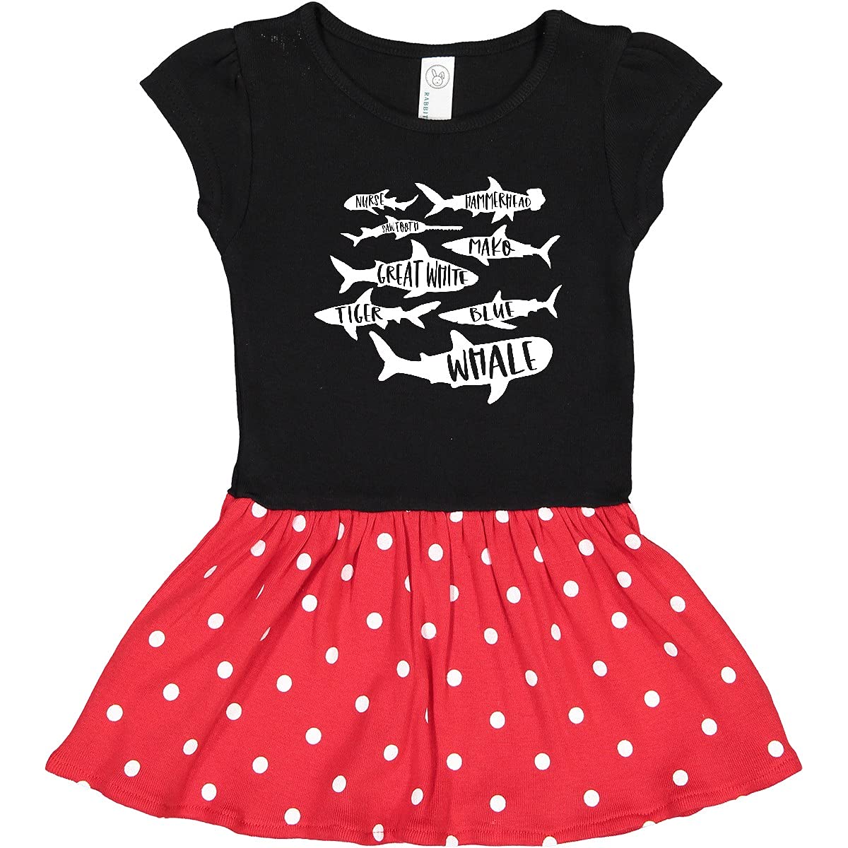 Inktastic Types of Sharks Toddler Dress - Cute Shark Print Baby Girl Outfit for Summer, Beach & Birthday Party | Soft Cotton Comfortable Playwear for 2-4 Years Old