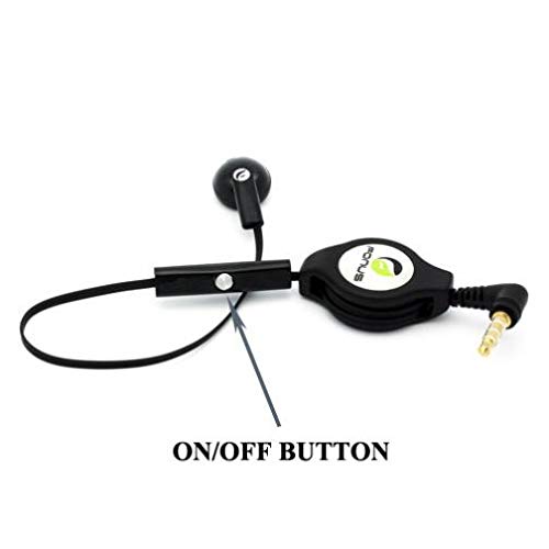 Retractable Mono Earphone with Mic - 3.5mm Headset for Motorola Moto G Stylus 5G | Hands-Free Earbud for Driving, Gaming & Work Calls | Compatible with Moto G Stylus 5G Smartphone