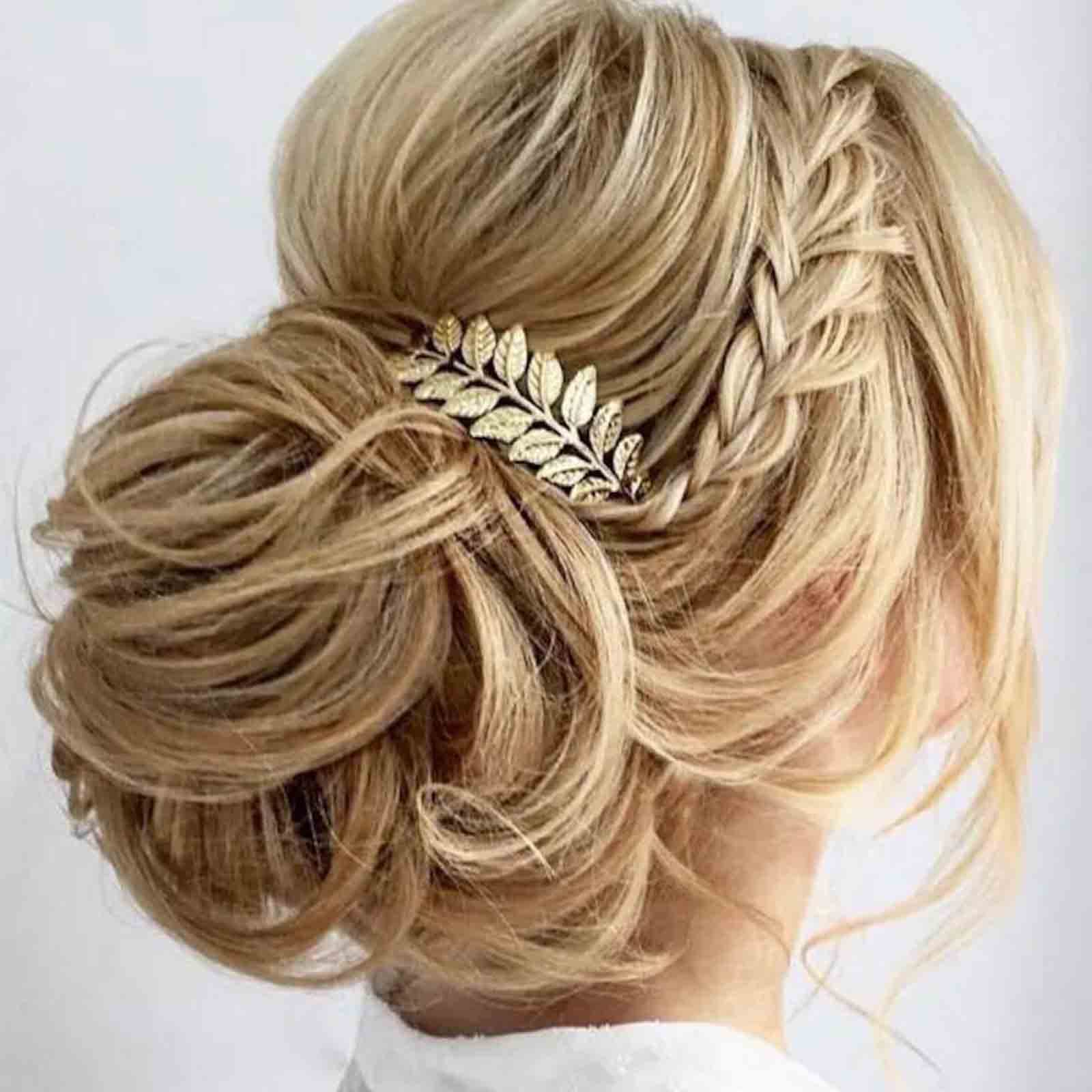 Yheakne Gold Leaf Bridal Hair Comb - Elegant Wedding Headpiece for Bride & Bridesmaids, Perfect for Weddings, Prom & Formal Events