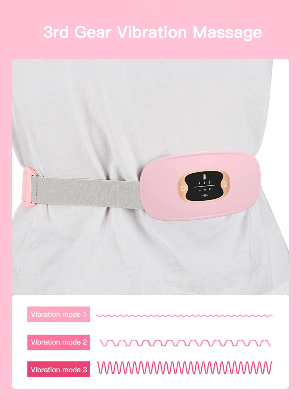 Electric Heating Menstrual Pad Belt with Vibration & Heat Therapy - Period Pain Relief for Women - Comfortable Cramp Relief at Home, Work or During Sleep