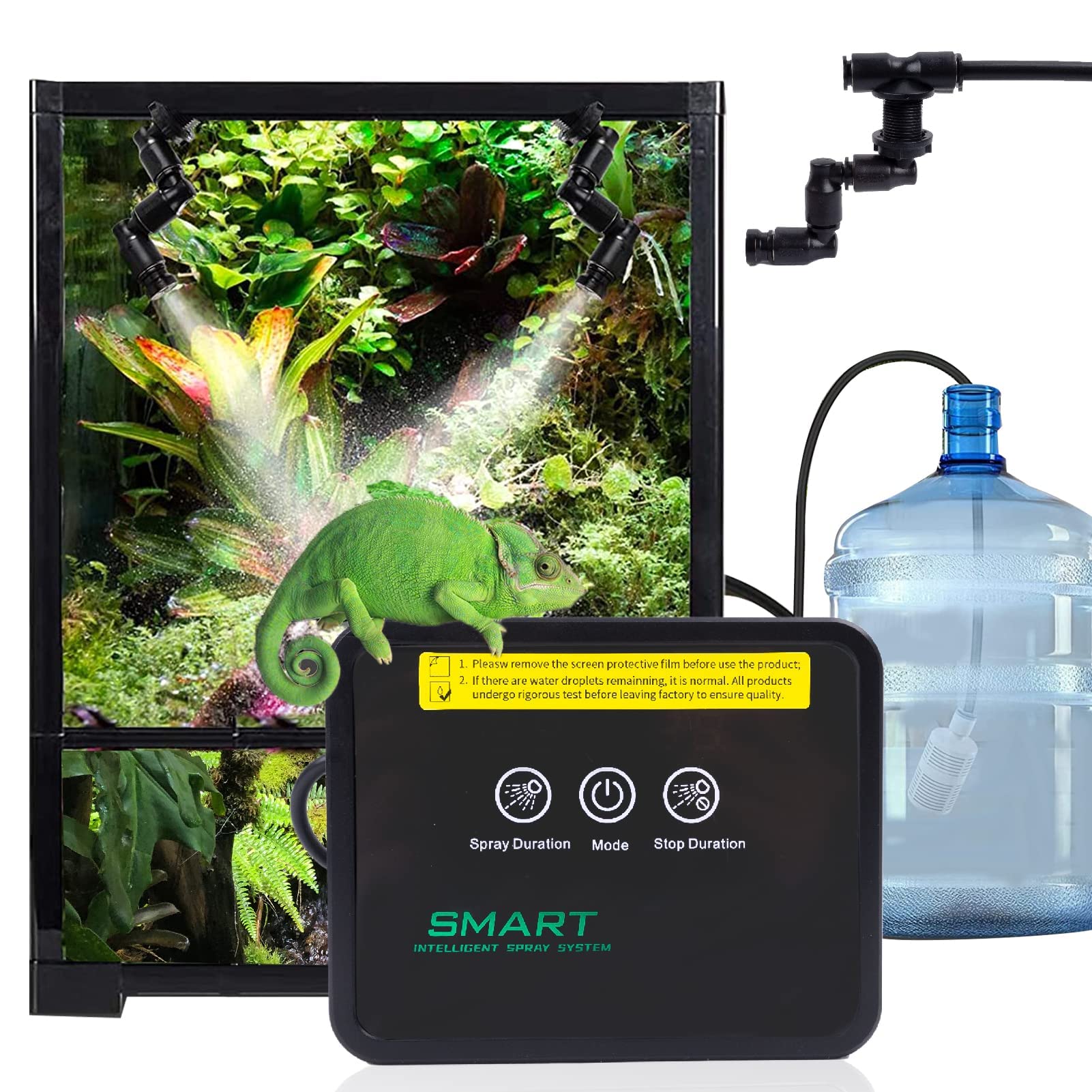 **Smart Reptile Humidifier & Misting System with Touch Screen, Timer & 360° Nozzles – Automatic Terrarium Fogger for Lizards, Snakes & Amphibians – Perfect for Vivariums, Greenhouses & Pet Habitats**