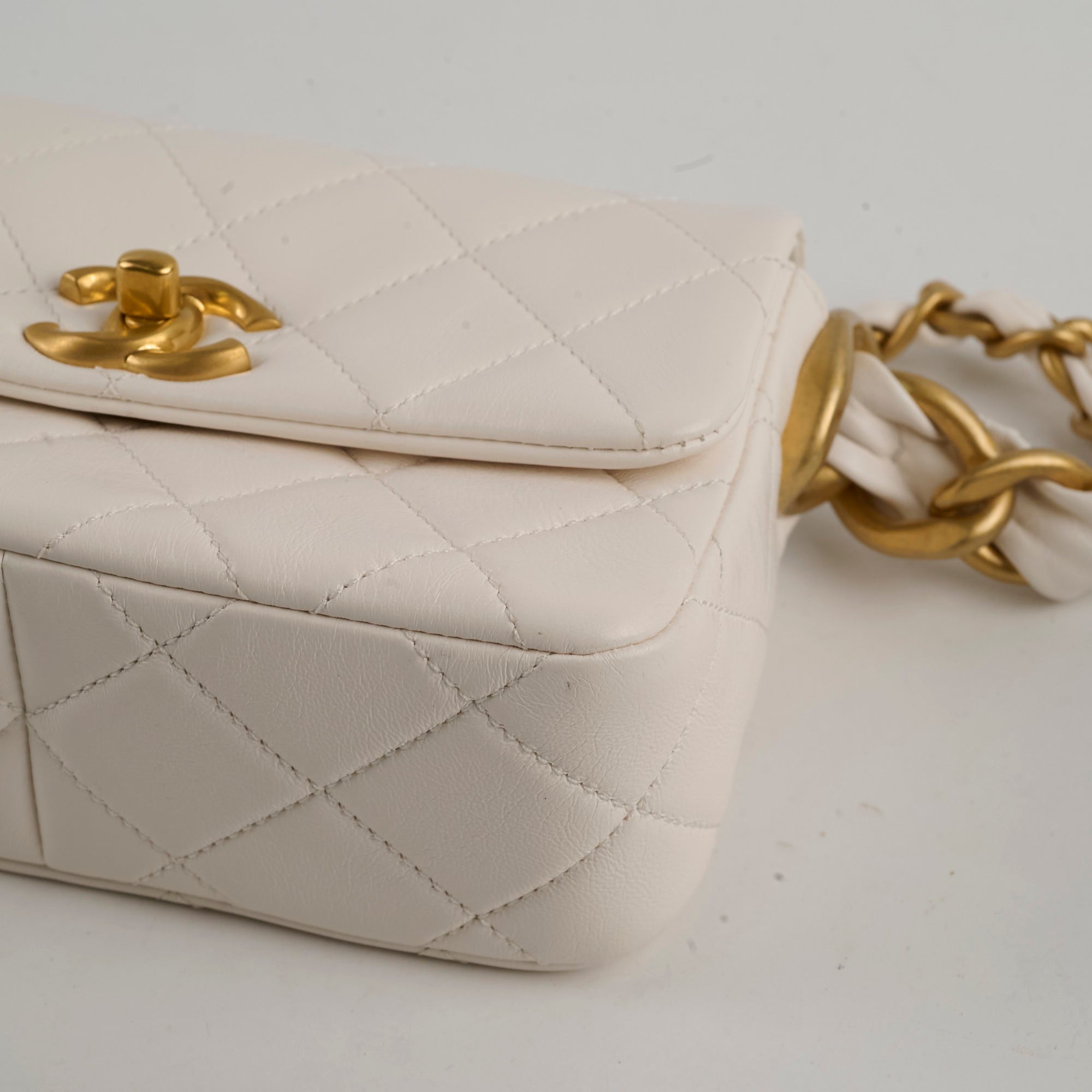 Chanel Seasonal Shoulder Bag White Microchip - Luxury Designer Handbag for Women, Perfect for Parties, Dating & Special Occasions