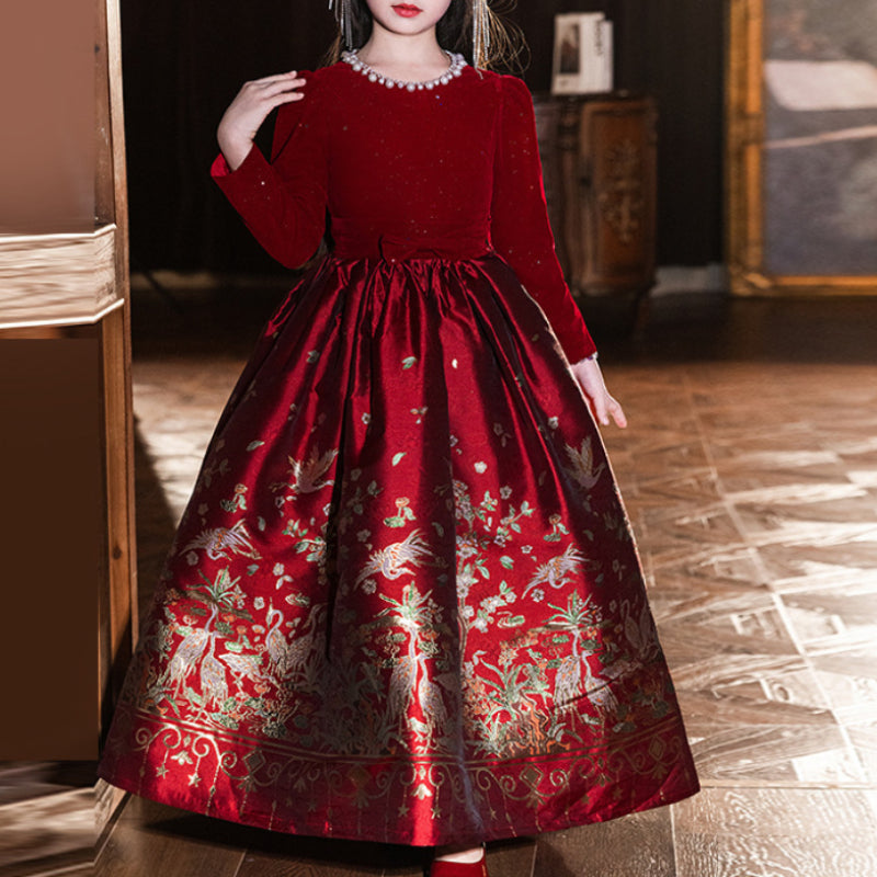 Elegant Red Princess Dress for Girls | Birthday Party & Special Occasion Outfit | Perfect for Birthday, Wedding & Formal Events