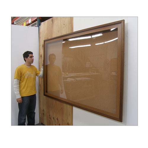 22x28 Inch SwingFrame Designer Wood Framed Large Cork Bulletin Board - 8 Inch Deep Display Case for Office, Home, or Classroom Organization & Decor
