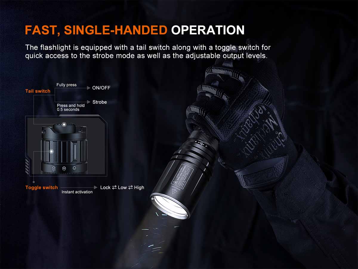 Fenix TK30R 1000 Lumen White Laser Flashlight - High Power Tactical Flashlight for Hunting, Camping, Emergency & Outdoor Adventures