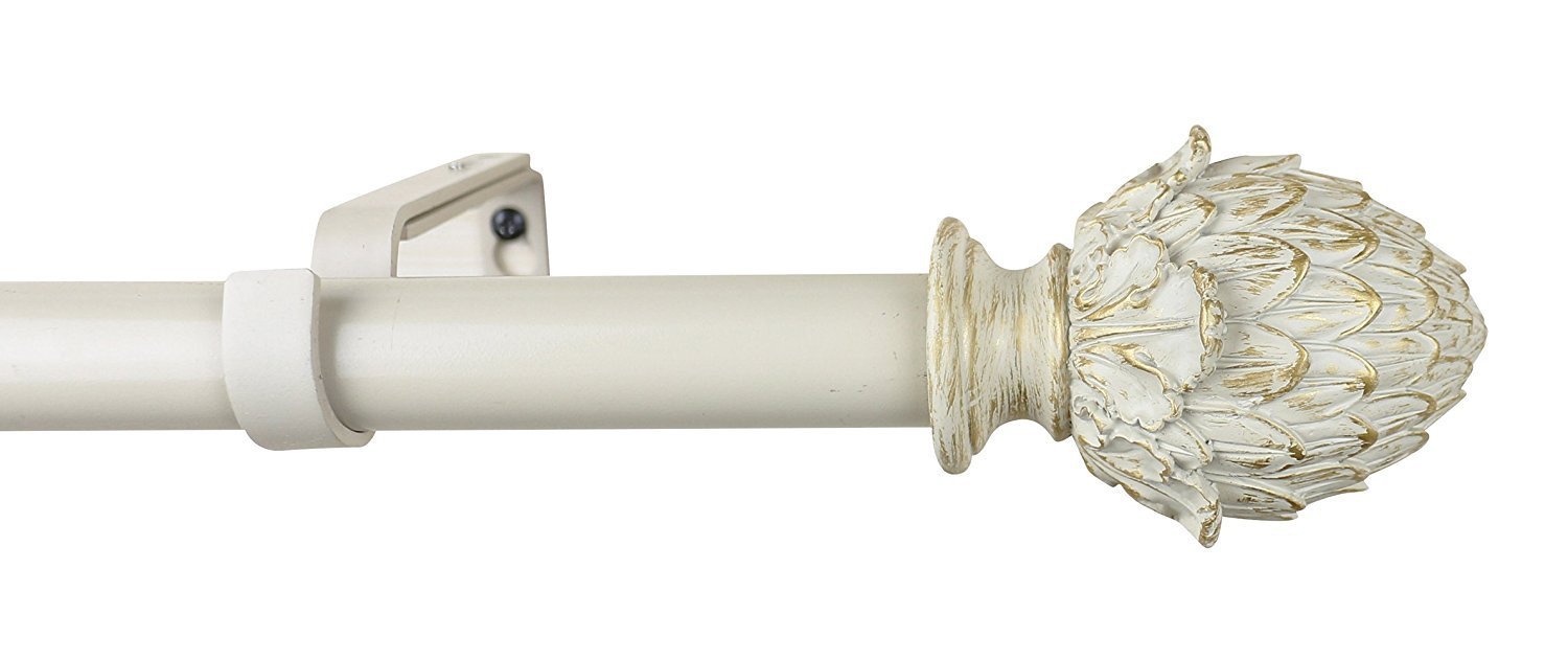 1 Inch Diameter Adjustable Artichoke Design Single Drapery Curtain Rod - Perfect for Living Room, Bedroom & Window Decor