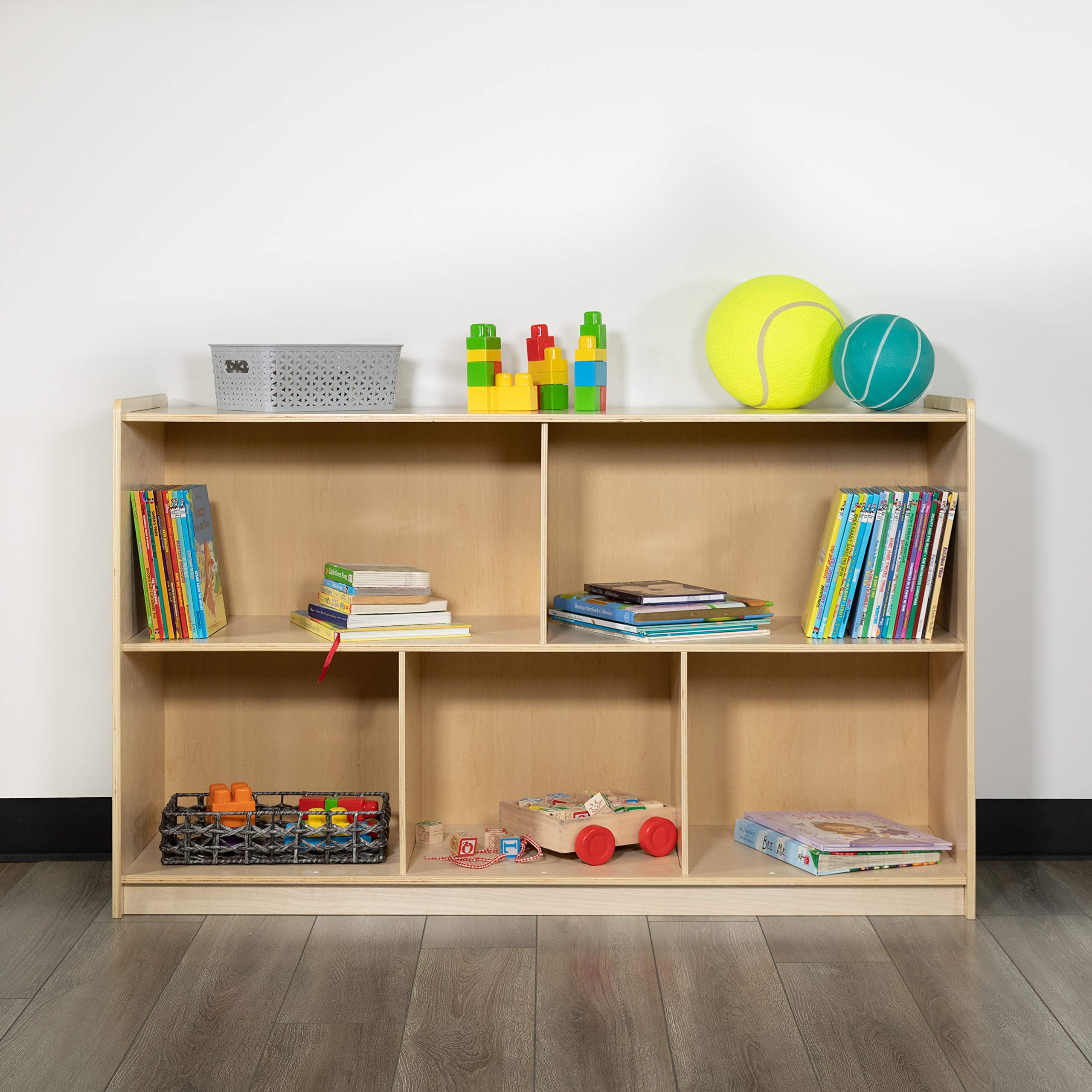 EMMA + OLIVER 5-Section Wooden Storage Cabinet for Classroom, Office, or Home - Organize Books, Supplies & Toys with Style