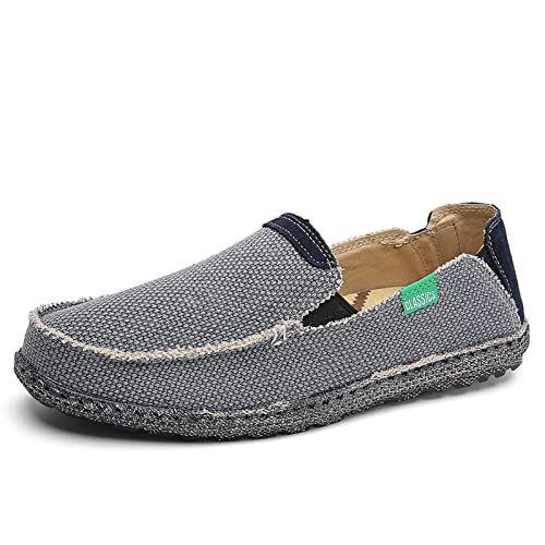 JAMONWU Men's Slip-On Canvas Loafers - Breathable Casual Boat Shoes for Men - Vintage Deck Shoes with Comfortable Cushioning - Perfect for Walking, Driving & Summer Outfits