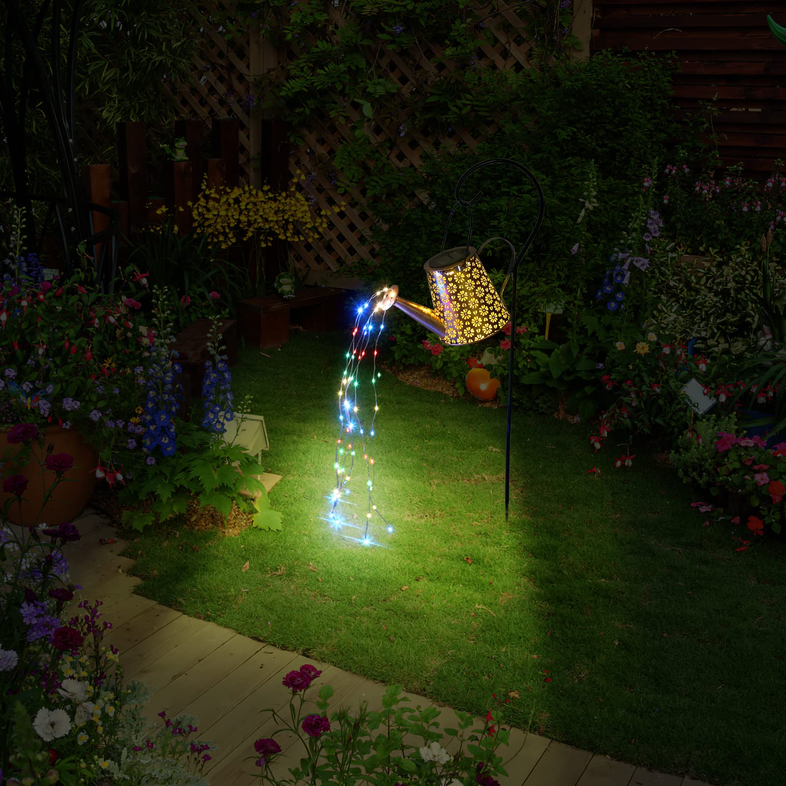 Mousike Solar Powered Outdoor Hanging Lantern Lights - 80 Colorful LED Waterproof Garden Decor for Porch, Lawn, Driveway, Patio, Backyard & Pathway | Perfect for Landscape Lighting, Evening Ambiance & Holiday Decorations