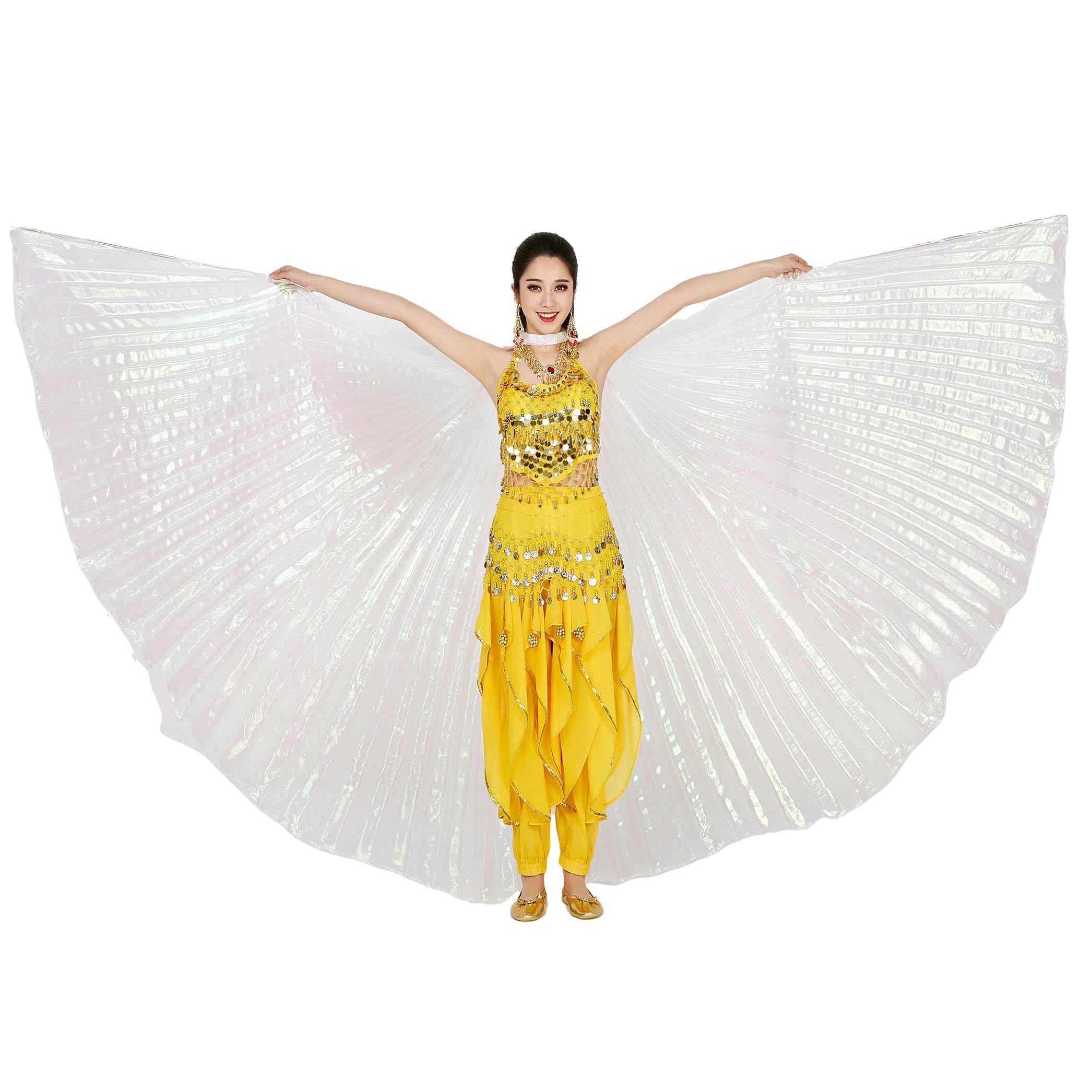 Professional Belly Dance Isis Wings with Sticks - Adult Performance Costume Angel Wings for Halloween, Carnival & Stage Shows - Perfect for Belly Dancers, Cosplay & Themed Parties