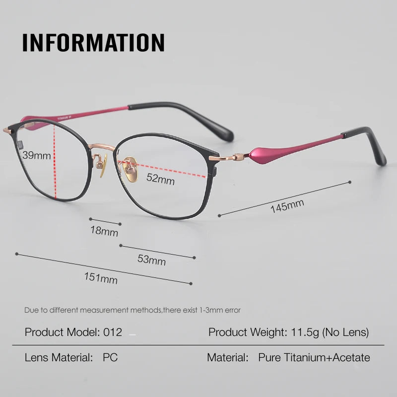Aror Unisex Full Rim Big Square Oval Acetate Titanium Eyeglasses 44912 - Stylish & Lightweight Frame for Men & Women - Perfect for Reading, Working & Fashion Accessories