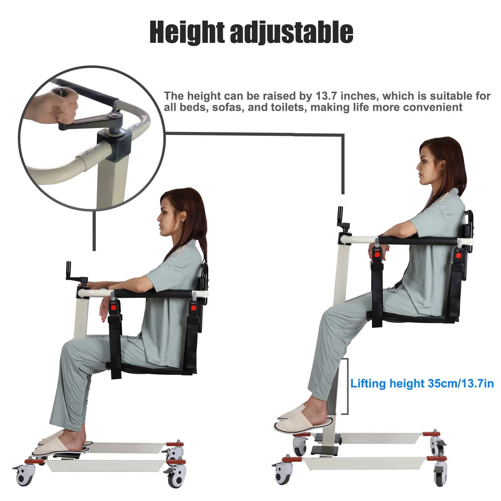 Portable Patient Lift Transfer Chair - Lightweight Wheelchair for Elderly & Disabled, Bed to Toilet Mobility Aid for Home, Bathroom & Car Use (No Potty Included) | Ideal for Post-Surgery Recovery & Daily Care Assistance