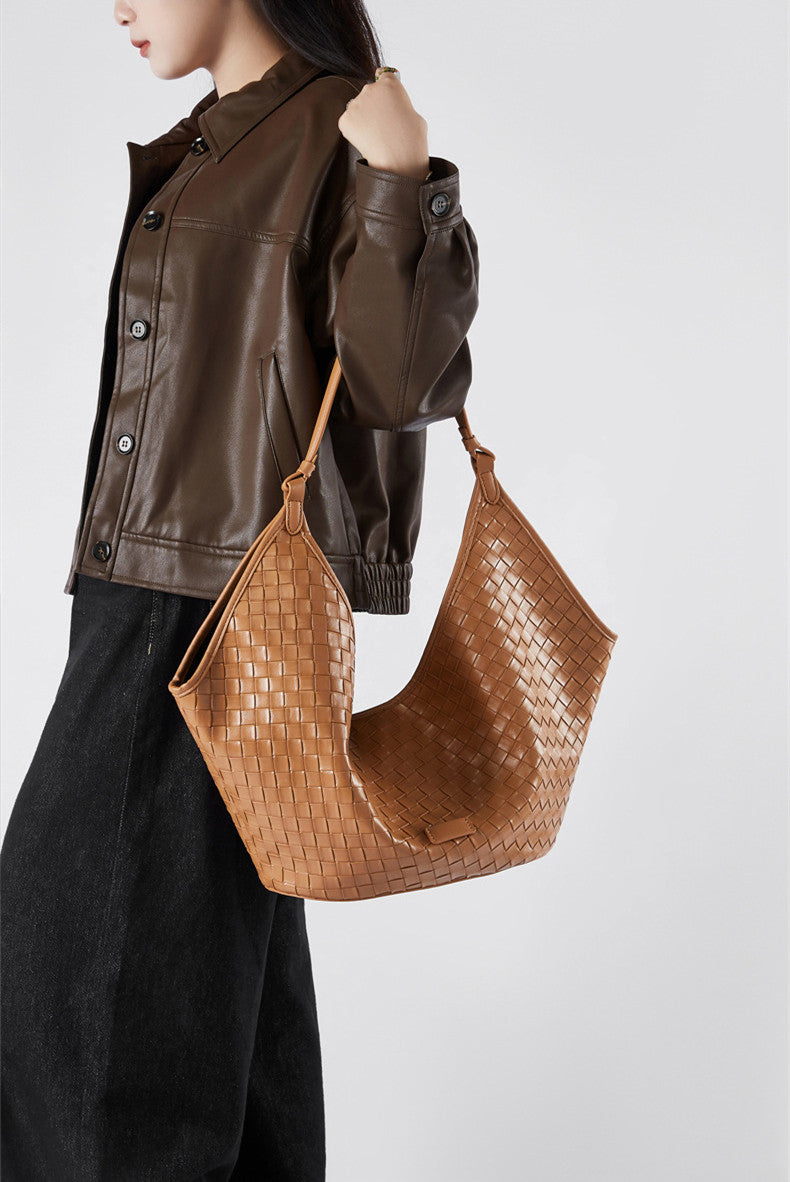 Effortless Woven Shoulder Carry Bag - Stylish & Lightweight Crossbody Purse for Women - Perfect for Shopping, Travel & Everyday Use