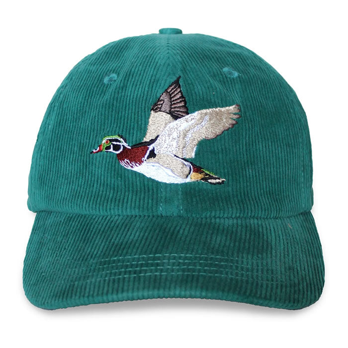 Bird Collective Wood Duck Corduroy Hat for Women & Men - Stylish Teal Green Outdoor Cap for Birdwatching, Hiking & Nature Adventures