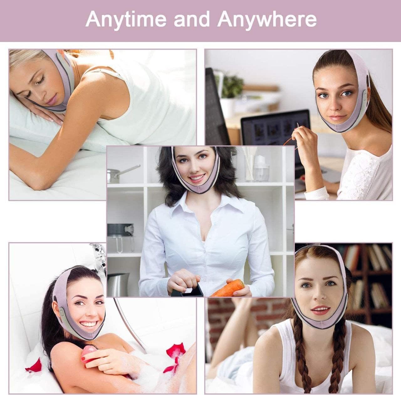 SWAMINE Chin Reducer Face Slimming Belt for Double Chin Reduction - V-Shape Facial Lifting Mask for Men & Women | Reusable Anti-Wrinkle Elastic Chin Strap for Cheek Slimming & Jawline Definition | Perfect for Home Use, Yoga, Skincare Routine & Self-Care Sessions