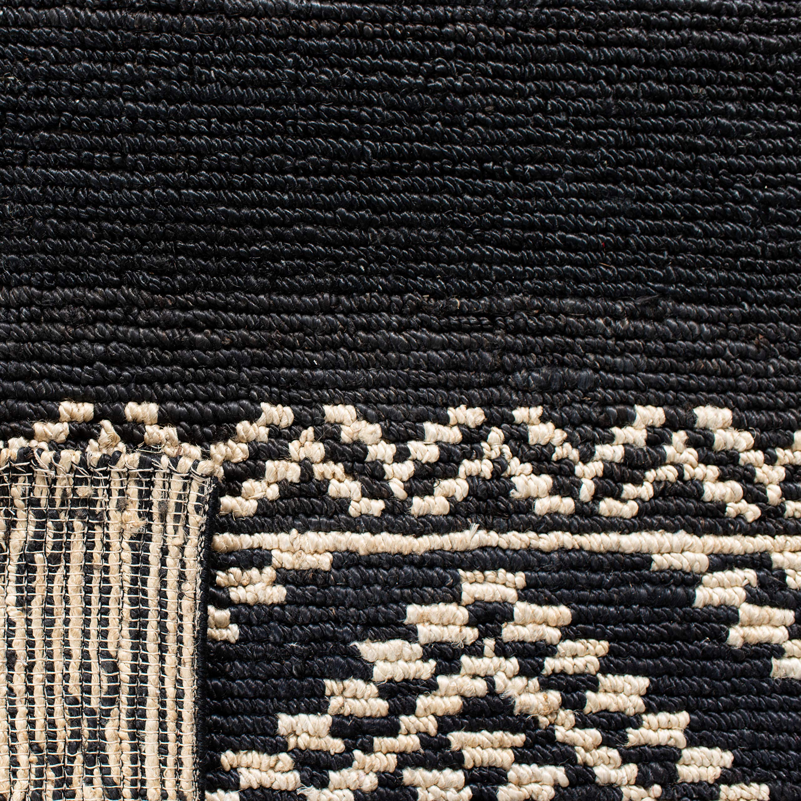SAFAVIEH Handmade Boho Moroccan Jute Accent Rug - 3' x 5', Black, Natural Fiber Collection, Durable for High Traffic Areas | Perfect for Entryway, Living Room, Bedroom & Boho Home Decor (NF552Z)