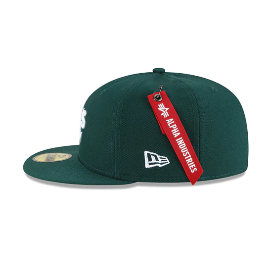 Oakland Athletics Alpha Industry Green 59FIFTY Fitted Baseball Cap for Men - Perfect for Game Day, Sports Events & Casual Wear