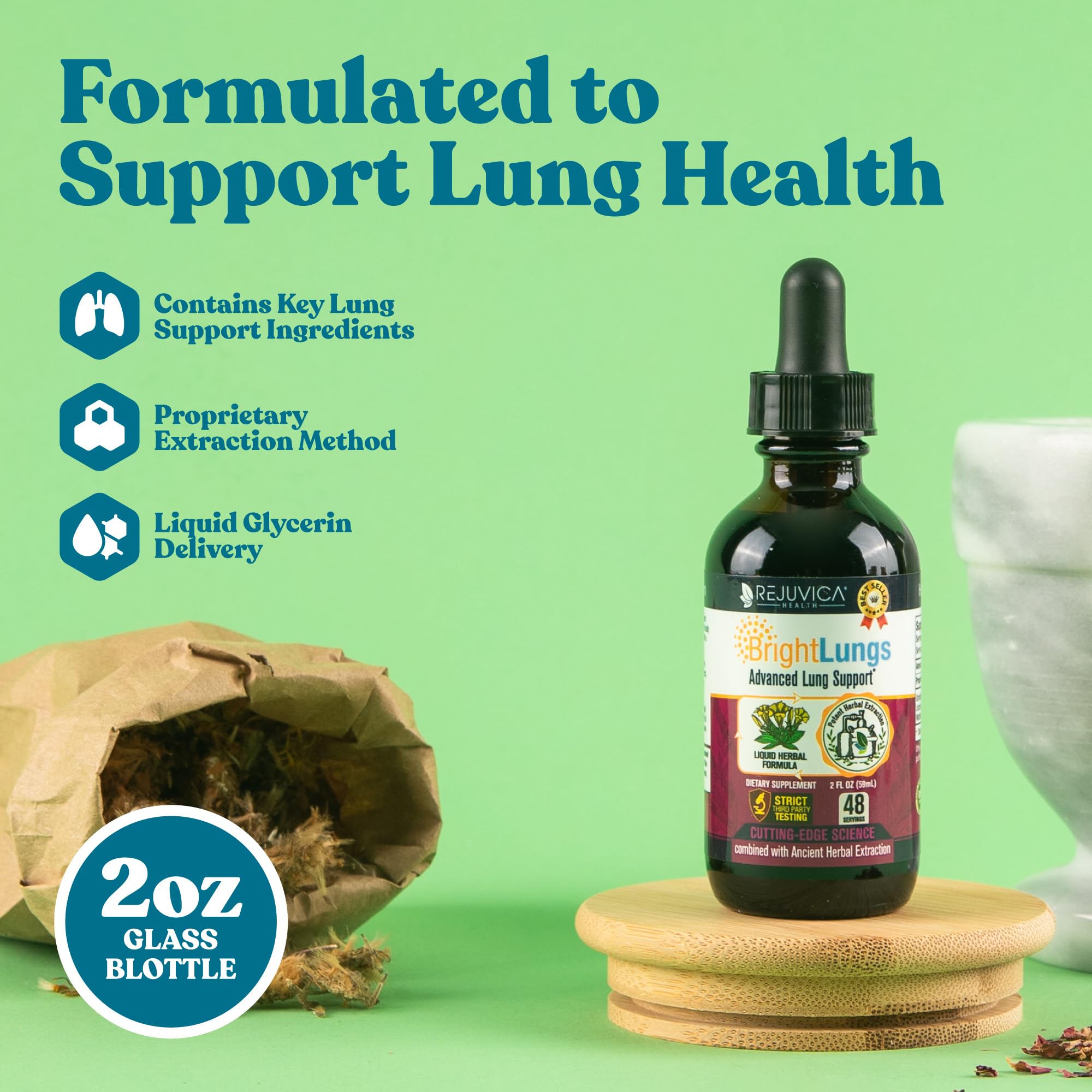 Bright Lungs - Natural Lung Detox Supplement for Respiratory Health with Grindelia, Lobelia & Licorice - Supports Clean Breathing for Smokers, Allergy Sufferers & Urban Dwellers