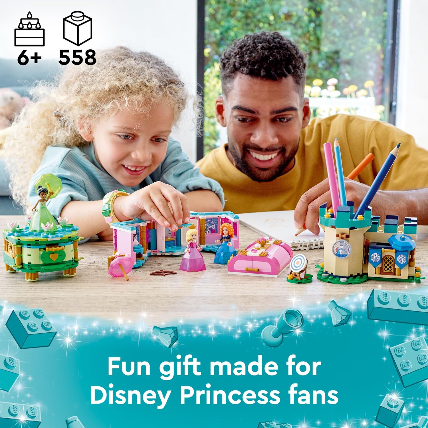 LEGO Disney Princess Enchanted Creations of Aurora, Merida & Tiana Building Set (43203) - Perfect for Kids' Birthday Gifts & Creative Playtime