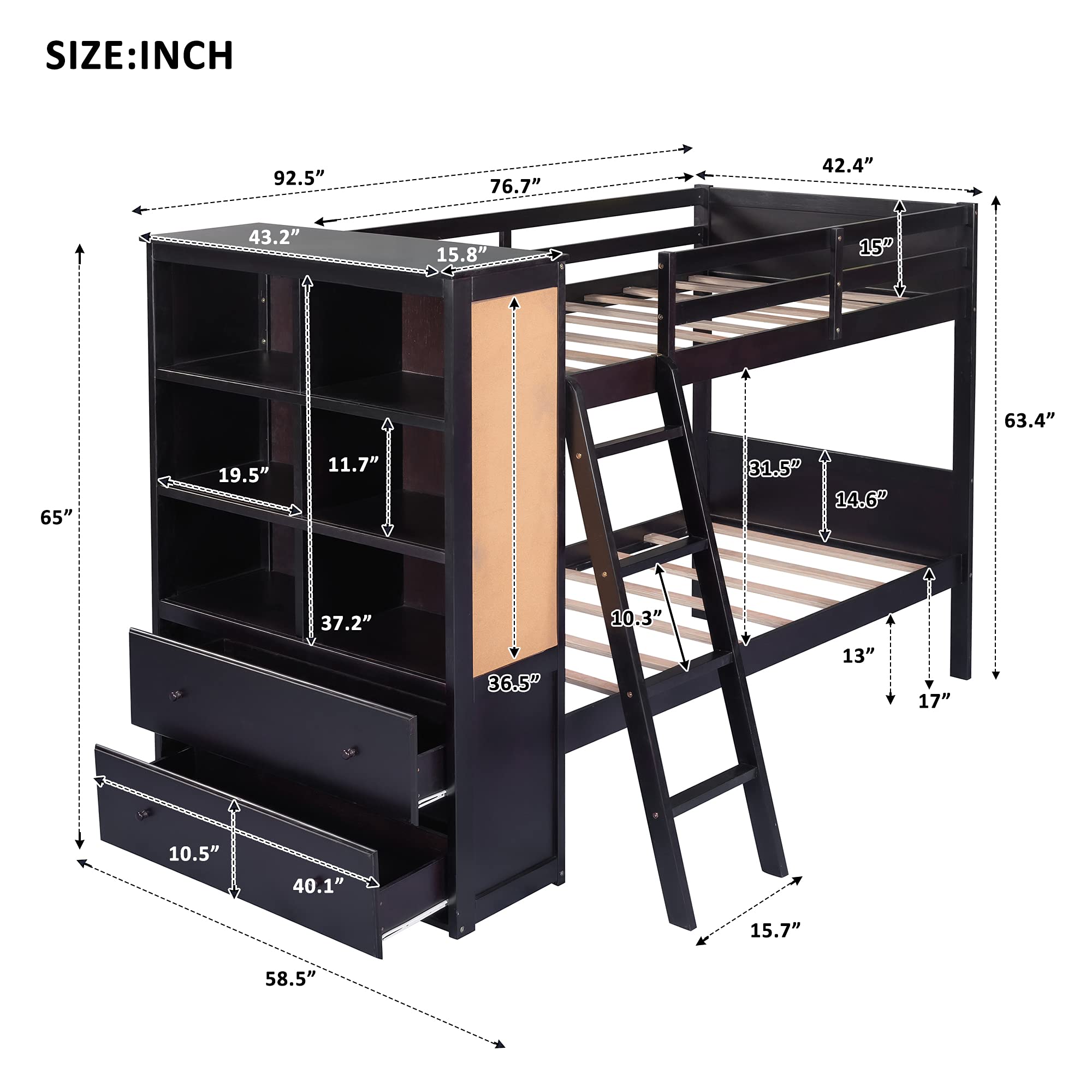 Kids Twin Over Twin Bunk Bed with Guardrails & Ladder - Space-Saving for Small Rooms