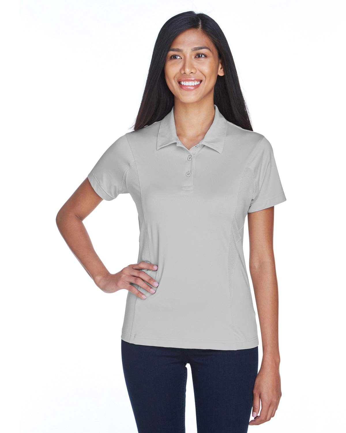 TEAM 365 Women's Performance Polo Shirt - Moisture Wicking, Breathable Fabric for Golf, Tennis & Workout - Sport Silver, XL - Perfect for Sports, Gym & Casual Wear