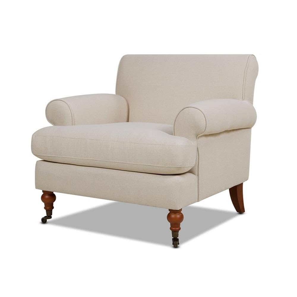 MAKLAINE Modern Solid Wood Accent Armchair in Sky Blue - Neutral Tone Living Room Seating for Home Office, Lounge & Dining Room Decor