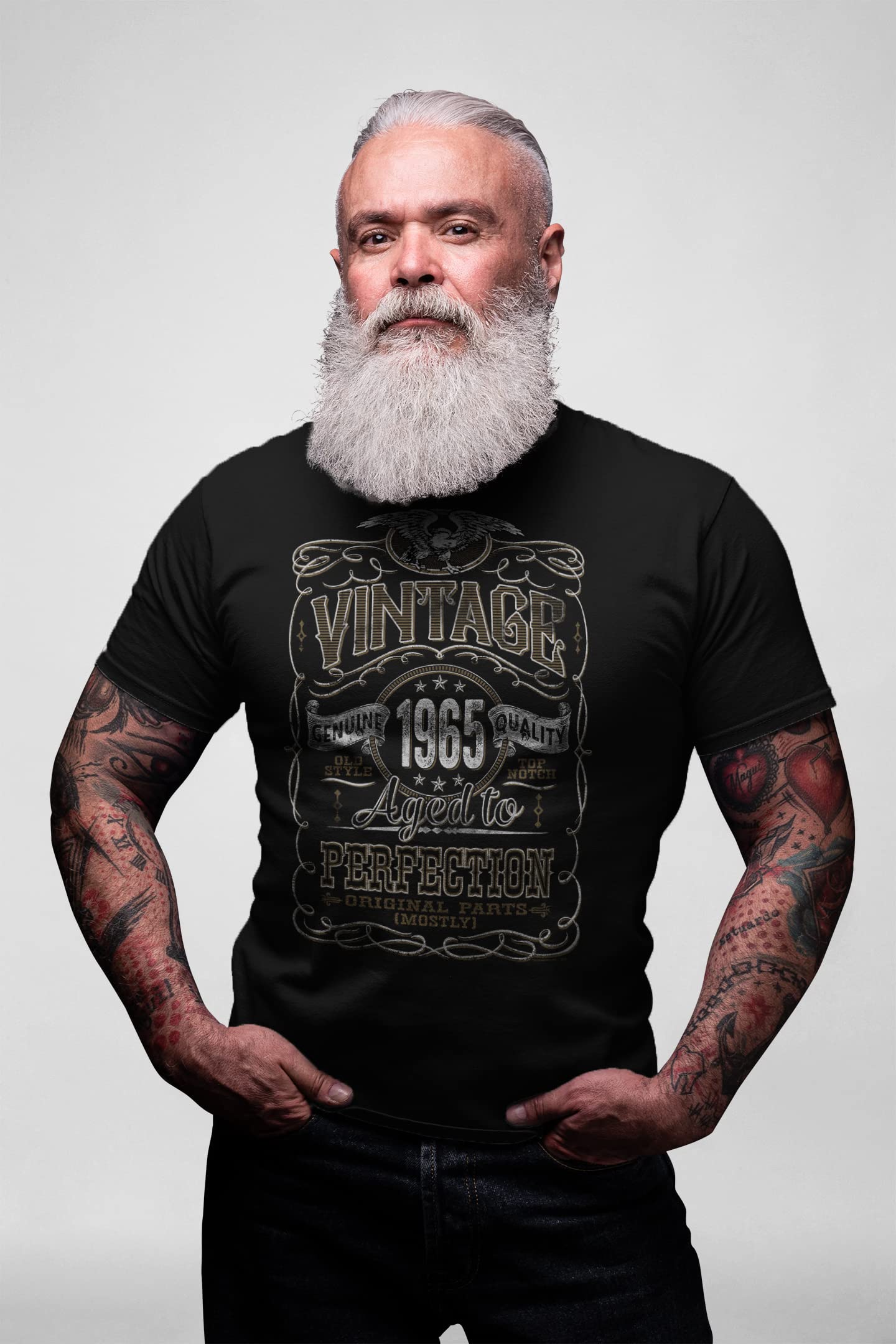 Vintage 1965 Aged to Perfection 60th Birthday Gift T-Shirt for Men - Perfect 60th Birthday Party Outfit & Funny Milestone Celebration Apparel