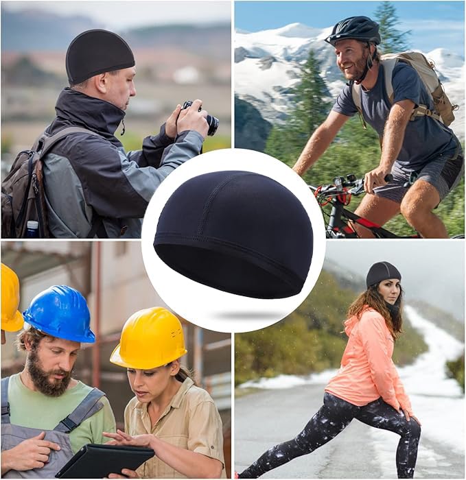 QKURT Cycling Skull Cap, 2 Pack Breathable Summer Helmet Liner Running Hat for Men & Women - Ideal for Biking, Running, and Outdoor Sports Activities