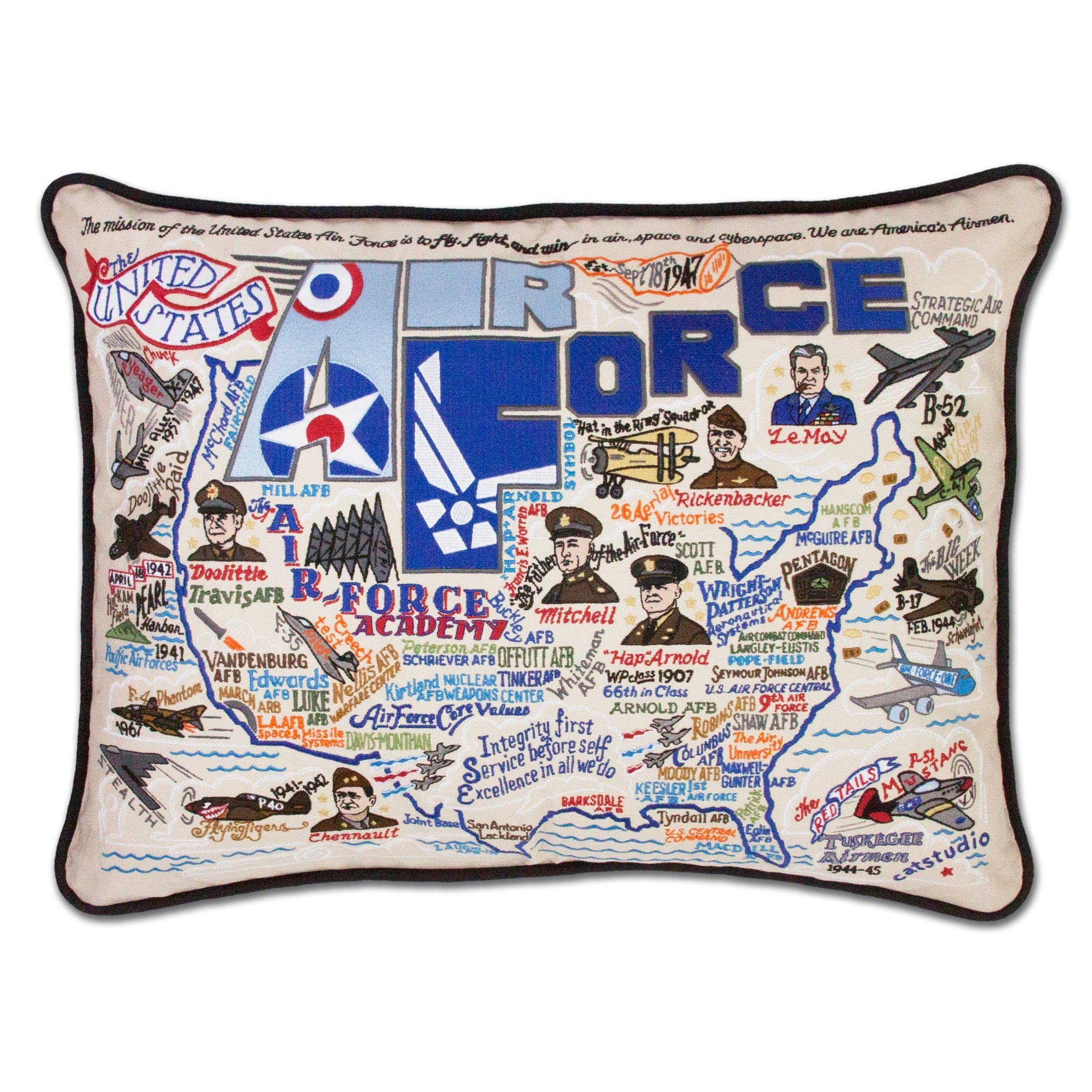 Catstudio Air Force Printed Decorative Throw Pillow - Military Inspired Home Decor for Sofa, Bed & Couch - Perfect for Living Room, Bedroom & Dorm